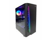 HPC R-05  ATX Case, with PSU (650W, 24 pin, Black Flat Cables, 1x 8pin(4+4), 2x 8pin(6+2), 6x SATA, 2x IDE, 12cm black fan), Glass side panel, 1x 120 mm Rear RGB rainbow fan, 1x Front RGB LED Strip, 1xUSB3.2, 2xUSB2.0 / HD Audio, 2x 3.5- HDD / 3x 2.5- SSD